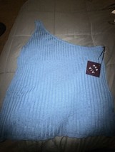 Ava Viv One Shoulder Sweater Tank Top Blue Ribbed NWT Plus Size 2X - £7.83 GBP