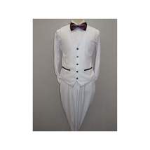 Men's Lorenzo Bruno Shawl Tuxedo Slim 3 Piece Shiny Formal Suit S6501V White image 9