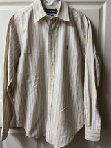 Ralph Lauren Button Long Sleeved Shirt Mens Size Large Yellow White Blue... - £8.37 GBP
