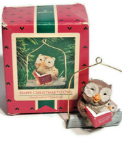 Christmas Hallmark Ornament Handcrafted Owl &amp; Baby Bird Design 1986 - £15.71 GBP