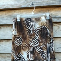 Magic Animal Print Zebra Leopard Brown 3 Tier Long Skirt Elastic Waist M... - £22.10 GBP