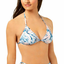 Bar III Women&#39;s Tropic Garden Printed Triangle Halter Bikini Top Lagoon L - £11.72 GBP
