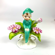 Napcoware Bone China Flower Pixie of the Month September Aster Figurine ... - $24.74