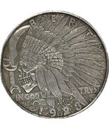 Hobo Nickel Fantasy Medal - Modified Peace Dollar 1923 with Skull - $18.66 CAD