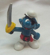 Vintage 1978 Schleich The Smurfs Pirate Smurf With Sword 2&quot; Pvc Figure Toy - £11.70 GBP