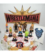 WWE Wrestling Cake Toppers Set of 12 with 10 Figures, WWE Tattoo and Fin... - £12.78 GBP