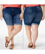 Tommy Hilfiger Shorts Women&#39;s Plus Size Cuffed 9&quot; Denim Shorts, Ink Size... - $95.35 CAD