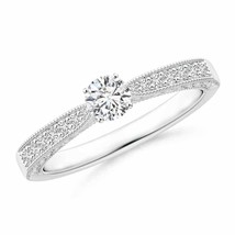 ANGARA Natural Diamond Engraved Engagement Ring with Accents (HSI2, 0.33 Ctw) - £787.14 GBP