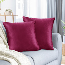 Magenta 20&quot;x20&quot; Throw Pillow Covers Set 2 Sofa Velvet Cushion Cases - £22.22 GBP