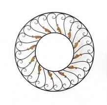 38&quot; Bronze Circle Accent Mirror Wall Mounted With Metal Frame - £189.55 GBP