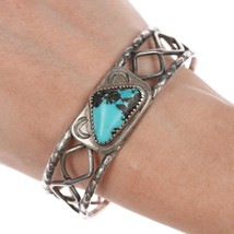 7&quot; 40&#39;s-50&#39;s Navajo stamped silver and turquoise bracelet - £454.46 GBP