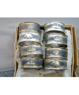 8 Antique Niello Siam Silver Napkins Rings New In Box - $4,751.71 MXN