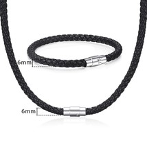 Women Men's Jewelry Set Leather Bracelet Necklace Set Black Brown Braided Rope S - £11.29 GBP