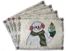 Set of 4 Pieces Magical Snowman Holiday Tapestry Placemats 13 x 19 Inches - $85.15 CAD