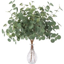 6 Pcs Artificial Eucalyptus Leaves Stems 25In Tall With 80 Leaves Fake Silver Do - £21.57 GBP