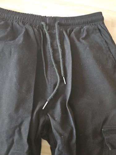 Men's Black Size L Drawstring Cargo Sweatpants, Zipper Pocket/Button Pocket Item image 2