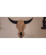 Abridor de botellas de cara de toro de madera hecho a mano con cuernos arte d... - $240.94 CAD