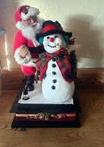 1993 Holiday Creations Santa Claus Snowman Musical Lantern Light Not Working - £14.21 GBP