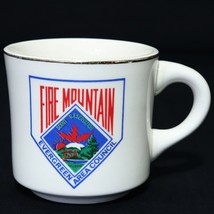 Boy Scouts VTG BSA Ceramic Mug Fire Mountain Evergreen Area Council Cup Gold Rim - £18.11 GBP