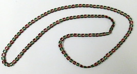 Vintage Red &amp; Green Glass Tube Bead Necklace (Delicate Strand) Approx 32&quot; - £11.92 GBP