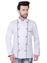 Voll Ärmel Doppel Zwei-Reihig Jacke Polyester Baumwolle Stoff Restaurant Uniform - £41.23 GBP+