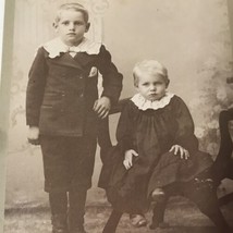 Vtg Victorian Photo Children 2 Boys Brothers Cute Picture Russell Studio Nevada - £14.33 GBP