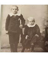 Vtg Victorian Photo Children 2 Boys Brothers Cute Picture Russell Studio... - £14.27 GBP