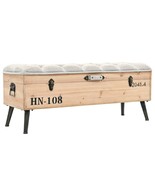 vidaXL Storage Bench Natural wood with grey fabric - $9,897.44 MXN