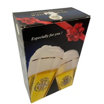 Warsteiner Tulip Pilsner Beer Glasses Set Of 2 Exclusive Gold Rimmed Vintage - £14.99 GBP