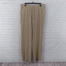 Jones New York Pants Womens Large Beige Striped Linen Blend High Rise Pull On - £14.02 GBP