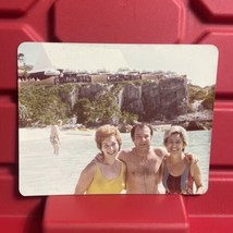 Man With Two Women Beach Hawaii 4 1/4 x 3 3/8 Photograph B Vintage 1970s - $8.99