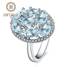 Gem&#39;s Ballet Natural Sky Blue Topaz Rings Genuine 100% 925 Sterling Silver Vinta - £37.59 GBP