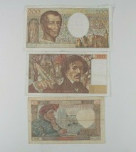 France 3-Notes Francs Set // Jacques Coeur, Eugene Delacroix &amp; Montesquieu - £46.93 GBP