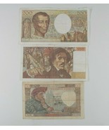 France 3-Notes Francs Set // Jacques Coeur, Eugene Delacroix &amp; Montesquieu - $81.49 CAD