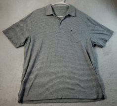 Vineyard Vines Shirt Mens Large Gray White Striped Cotton Short Sleeve Collared - £14.05 GBP