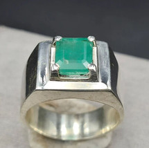 Natural emerald ring statement gemstone ring 925 sterling silver ring handmade - £229.21 GBP