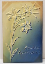 Easter Greetings Beautiful Heavy Embossed Airbrushed Flower 1908 Postcard C18 - £5.95 GBP