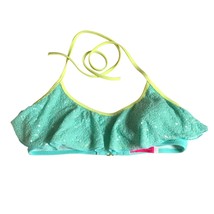Victorias Secret Bikini Top Halter Sequin Ruffle Mint Green Yellow S - £5.53 GBP