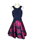 X by Xscape Women&#39;s Navy/Fuchsia Ponte Floral Halter Fit &amp; Flare Dress S... - $553.61 MXN