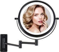 Erlingeryi Wall Mounted Lighted Makeup Mirror 10X Led Magnifying, Black, 10X - $46.99