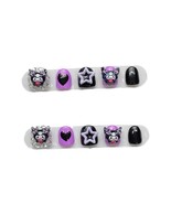 Child nails Gothic Kawaii Kuromi Press-On Nails – 3D Star &amp; Heart Charm ... - $22.99