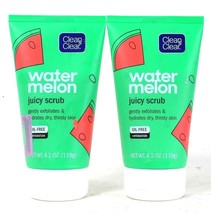 2 Count Clean &amp; Clear 4.2 Oz Water Melon Oil Free Gently Exfoliates Juicy Scrub - £23.91 GBP