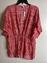 Victoria&#39;s Secret Red White Heart Print Tie-Front Kimono Robe One Size - £15.96 GBP