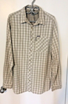 Men’s Columbia Titanium Shirt XL Plaid Omni Dry Zippered Pocket Gray Beige  X - £5.48 GBP