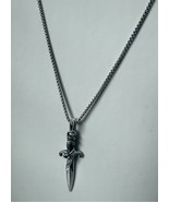 David Yurman 925 Sterling Silver Plain Dagger Pendant Amulet &amp; Box Chain... - €593,25 EUR