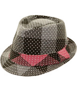 Unisex Trilby Fedora Hat H70E Poly Wool Plaid Black Grey w/ White Dots P... - £18.96 GBP+