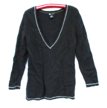 Carole Little Deep V Charcoal Sweater Womens XL Viscose Nylon Wool Rabbi... - $23.74