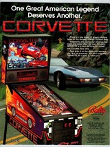 Corvette Pinball FLYER Original Game 1992 Chevrolet Vintage Promo Art Unused - £15.20 GBP