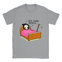 I see dead people halloween funny t shirt skull in bed comic tee shirt - $27.86