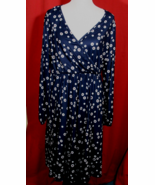 AMZPLUS Women&#39;s V-Neck Long Sleeve Knit Dress  2XL NWT Navy Blue White G... - €15,27 EUR